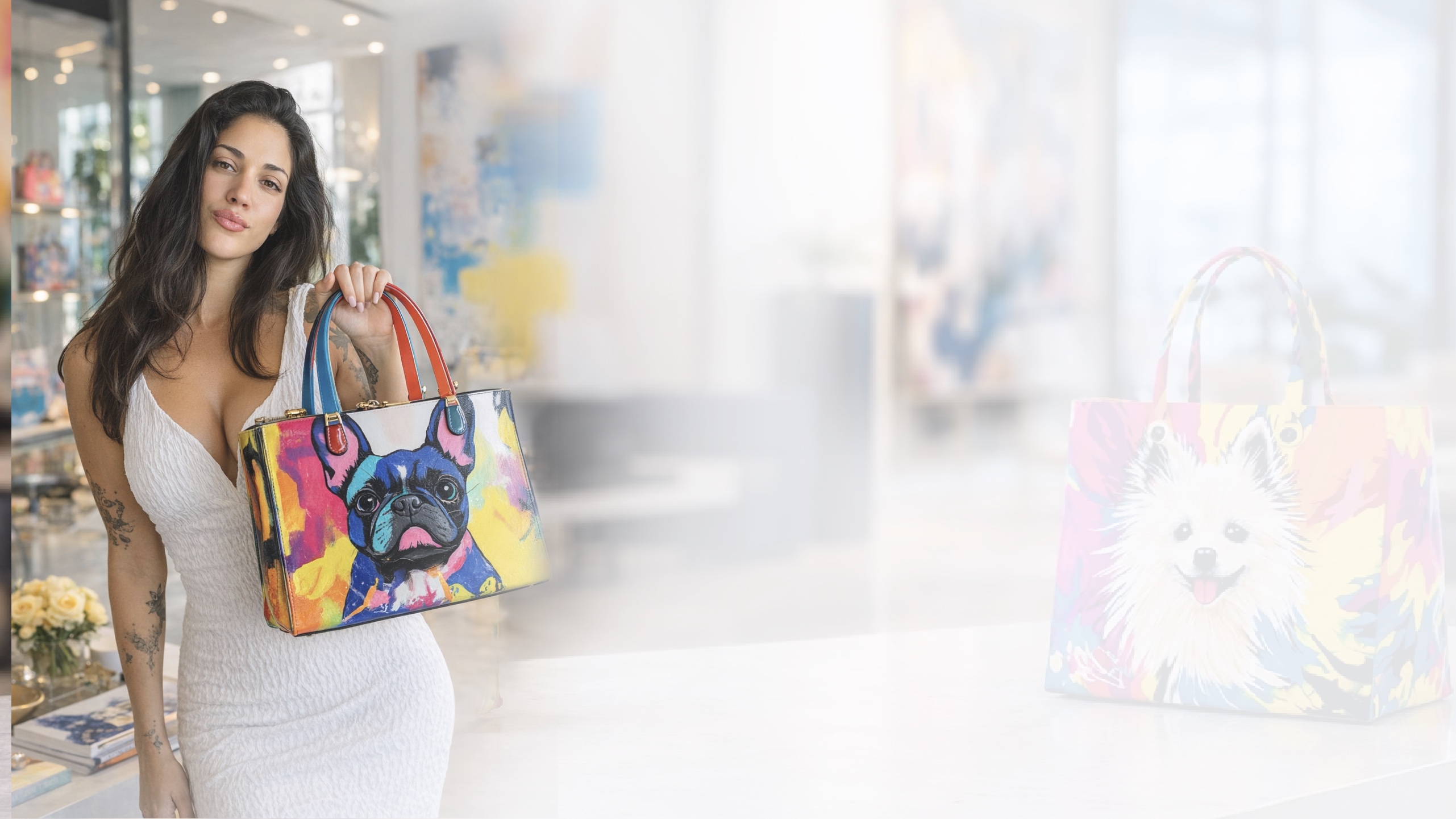 Victoria Citro con bolso pintado