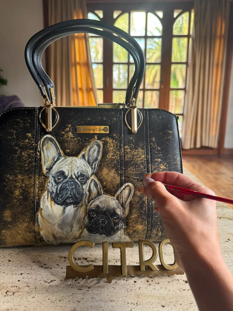 Bolso pintado a mano - pug
